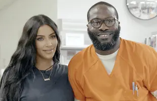 Kim Kardashian West photographed with Momolu Stewart  one of the inmates championed in The Justice Project. (Oxygen)