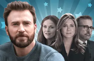 Chris Evans in Defending Jacob and Reese Witherspoon, Jennifer Aniston and Steve Carell in The Morning Show. (Photos: Apple TV+)