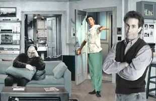 Jason Alexander, Jerry Seinfeld and Michael Richards as Kramer in Seinfeld (cue applause).