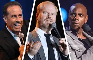 Old school headliners Jerry Seinfeld, Jim Gaffigan and Dave Chappelle are just a piece of a standup boom that's introduced viewers to groundbreaking new comedy from Hannah Gadsby, 2 Dope Queens and Jenny Slate. (Photos: Netflix, Amazon)    