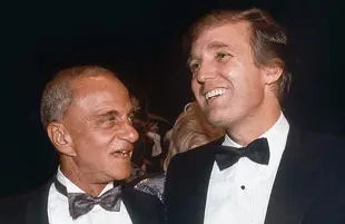 Roy Cohn and Donald Trump at the opening of Trump Tower in 1983, as seen in Bully. Coward. Victim. The Story Of Roy Cohn. (HBO)