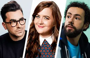 Possible 2020 Emmy nominees Dan Levy (Schitt's Creek), Aidy Bryant (SNL, Shrill) and Ramy Youssef (Ramy). (CBC, NBC, Hulu)