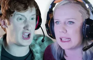 Will Merrick and Alexa Davies in Dead Pixels. (E4/The CW)