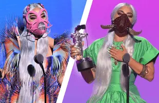 Lady Gaga's fashion-forward face masks stole the show.  (MTV)