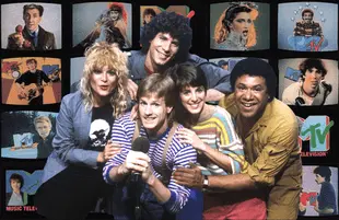Original MTV VJs Nina Blackwood, Mark Goodman, Alan Hunter, Martha Quinn, and JJ Jackson.