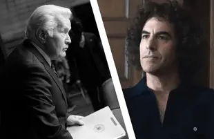 Martin Sheen in A West Wing Special and Sacha Baron Cohen in The Trial of the Chicago 7. (Photos: HBO Max/Netflix)