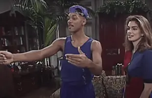 Will Smith and Cindy Crawford on the set of The Fresh Prince of Bel-Air (MTV)