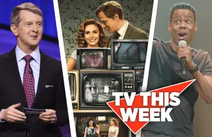 TV This Week: Jeopardy!, WandaVision and Chris Rock Total Blackout: The Tamborine Extended Cut. (Photos: Sony Pictures Television, Disney+ and Netflix)