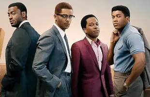 Aldis Hodge, Leslie Odom Jr., Eli Goree, and Kingsley Ben-Adir in One Night in Miami. (Amazon)