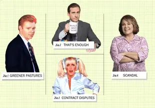 The show went on without them: Steve Carell, Roseanne Barr, Suzanne Somers and David Caruso. (Photos: NBC, ABC)