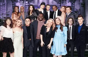 Alec Baldwin is set to leave the building when Saturday Night Live's mammoth cast returns for its first live shows of the Biden presidency. (Photo: NBC) 
