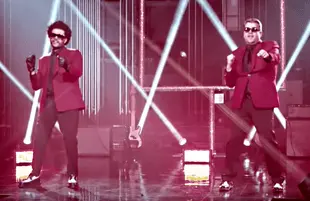 The Weeknd and James Corden on The Late Late Show with James Corden (CBS)