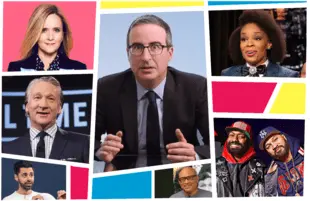 Hosts like Samantha Bee, Amber Ruffin, John Oliver and Desus & Mero are redefining late night. (Photos: TBS, Peacock, HBO, Netflix, Showtime)