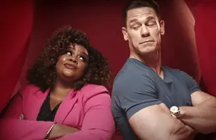 Nicole Byer and John Cena of Wipeout (TBS)