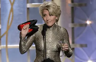 Nine-time Golden Globe nominee Emma Thompson memorably took the stage barefoot with a martini in hand at the 2014 Golden Globes. (Photo: NBC)