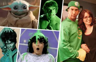 From Kermit and The Incredible Hulk to Greenzo, TV's had us seeing green for decades now. (Photos: Disney+, NBC, CBS, Nickelodeon)