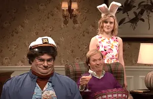 Bobby Moynihan, Michael Keaton, Kate McKinnon on Saturday Night Live (NBC)