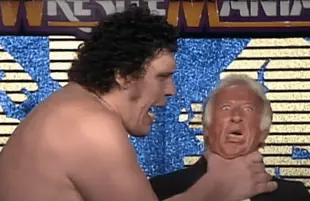 Andre the Giant and Bob Uecker in WrestleMania IV (WWE)
