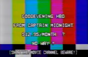 Captain Midnight's HBO Pirate Protest Message