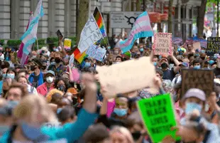 Black Trans Lives Matter demonstrators gathered by the thousands last June in London. (Photo: FX)
