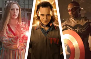 Elizabeth Olsen in WandaVision, Tom Hiddleston in Loki and Anthony Mackie in Falcon and the Winter Soldier. (Photos: Marvel/Disney+)