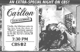 A vintage TV Guide ad for Carlton the Doorman.