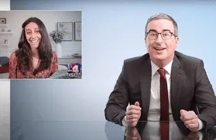 John Oliver introduced the world to the Venus Veil, the first sexual wellness blanket, Sunday on Last Week Tonight. (Photo: HBO)