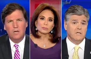 Tucker Carlson, Jeanine Pirro, and Sean Hannity were featured prominently in The Daily Show's hypocrisy reel. (Photos: Comedy Central)
