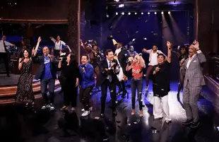 Jimmy Fallon and Lin-Manuel Miranda celebrated Broadway's impending return with a few of their famous friends. (Photo: NBC)