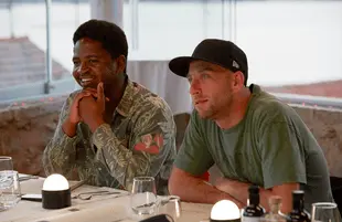 Deckhand Zee Dempers and chef Matthew Shea in Below Deck Mediterranean Season 6. (Photo: Laurent Basset/Bravo)