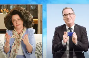 Televangelists "Wanda Jo" and "Mega Reverend" John Oliver on Last Week Tonight. (Photo: HBO)