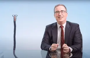 John Oliver and his "20-foot-long, animated hose dong." (Photo: HBO)