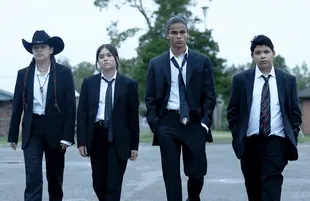 Reservation Dogs' core four, from left: Paulina Alexis as Willie Jack, Devery Jacobs as Elora Danan, D'Pharaoh Woon-A-Tai as Bear, and Lane Factor as Cheese. (Photo: Shane Brown/FX)