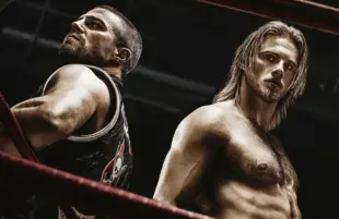 Stephen Amell and Alexander Ludwig play Jack and Ace Spade, the two brothers and rivals at the center of Heels. (Photo Starz)