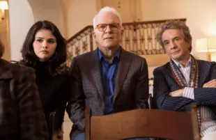 Selena Gomez, Martin Short and Steve Martin in Only Murders in the Building. (Photo by: Craig Blankenhorn/Hulu)