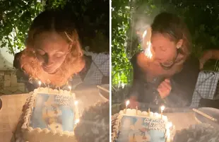 Nicole Ritchie accidentally sets her hair on fire blowing out birthday candles (Photos: Instagram)