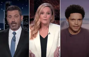 Jimmy Kimmel, Sam Bee, and Trevor Noah on late night's Climate Night (Photos: ABC/TBS/Comedy Central)