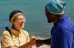 Evvie Jagoda and Deshawn Radden in Wednesday night's Survivor (Photo: Robert Voets/CBS)