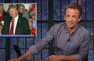 Seth Meyers talks about Trump's Iowa rally (Photo: NBC)
