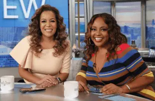 Sunny Hostin and Sherri Shepard strike a pose Monday morning on The View. (ABC/Lou Rocco)