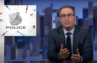 John Oliver discusses police refusing to comply with vaccine mandates (Photo: HBO)