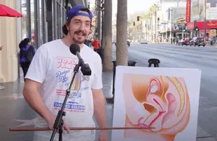 A man points at a female anatomy diagram on Jimmy Kimmel Live! (Photo: ABC)