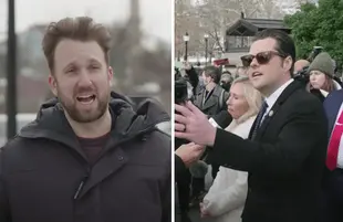 Jordan Klepper and Matt Gaetz on the anniversary of the January 6 insurrection (Photos: Comedy Central)
