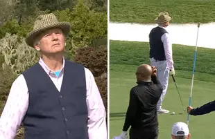 Bill Murray sinks a no-look putt at Pebble Beach (Photo: PGA Tour)
