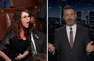 Lauren Boebert at the State of the Union; Jimmy Kimmel (Photos: ABC)