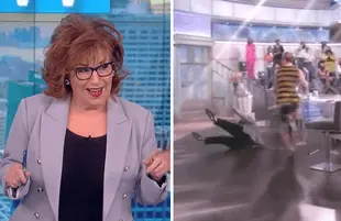 Behar took a tumble Thursday morning while attempting to sit in her chair. (Photos: ABC)