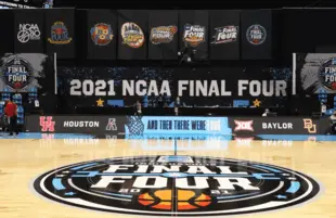 Last year's Final Four Court at Lucas Oil Stadium, Indianapolis. (Photo: NCAA)