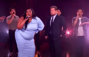 Lizzo and James Corden on The Late Late Show (Photo: CBS)