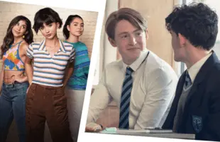 Isabella Ferreira, Rowan Blanchard and Auli'i Cravalho in Crush, Kit Connor and Joe Locke in Heartstopper. (Photos Hulu, Netflix)