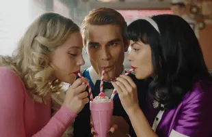 Lili Reinhart, KJ Apa, and Camila Mendes in Riverdale (Photo: The CW)